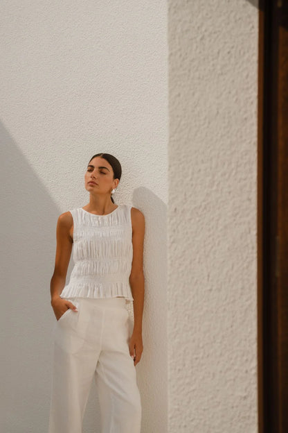 AMONG THE BRAVE // Impulsive Shirred Top IVORY