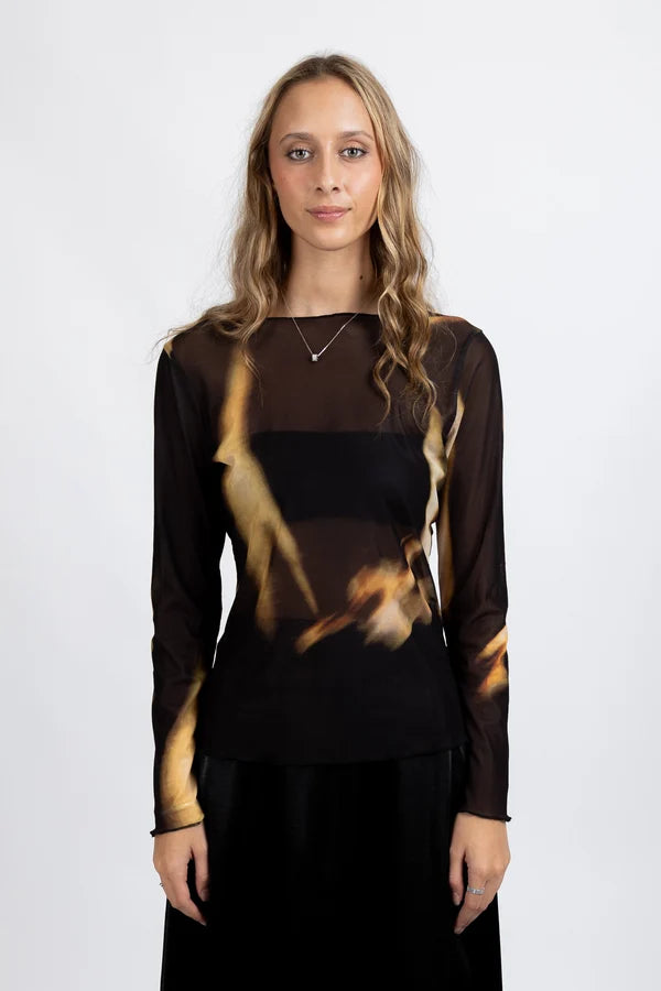 Iris Mesh Long Sleeve BLACK