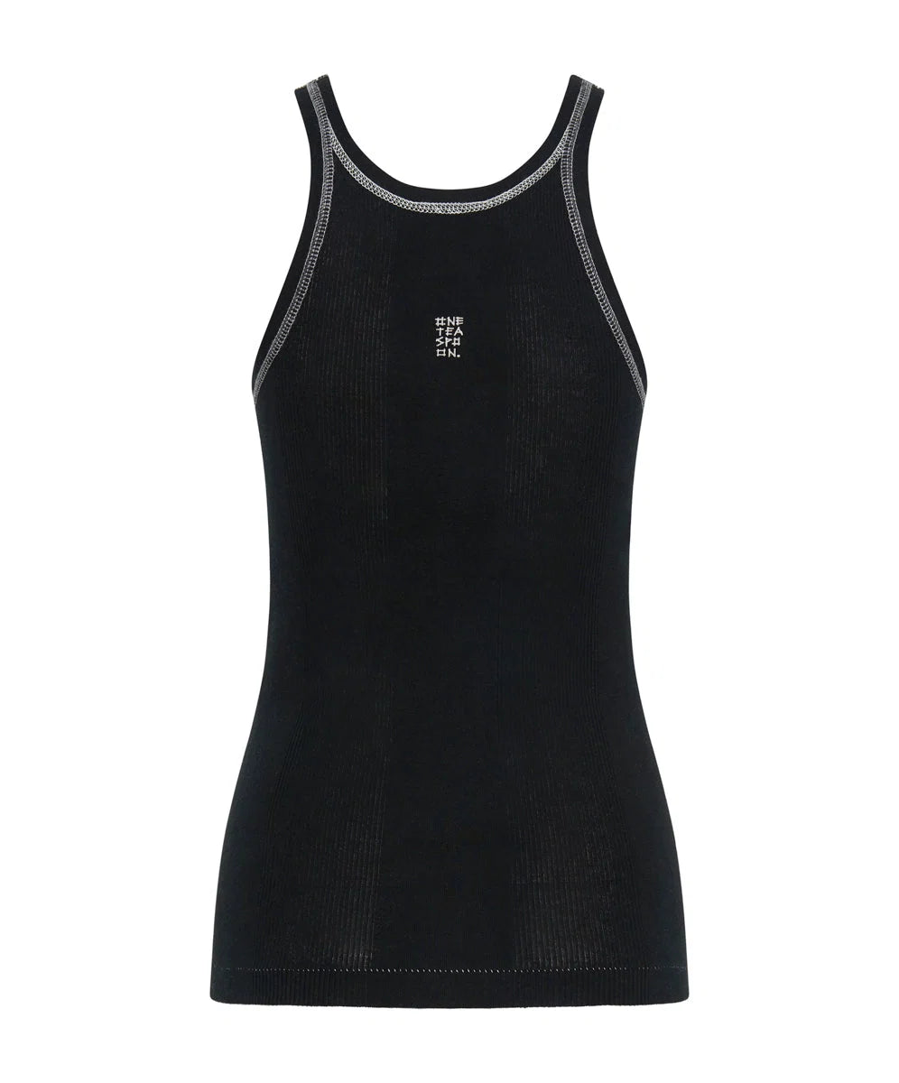 Bower Bird Rib Singlet JETT BLACK