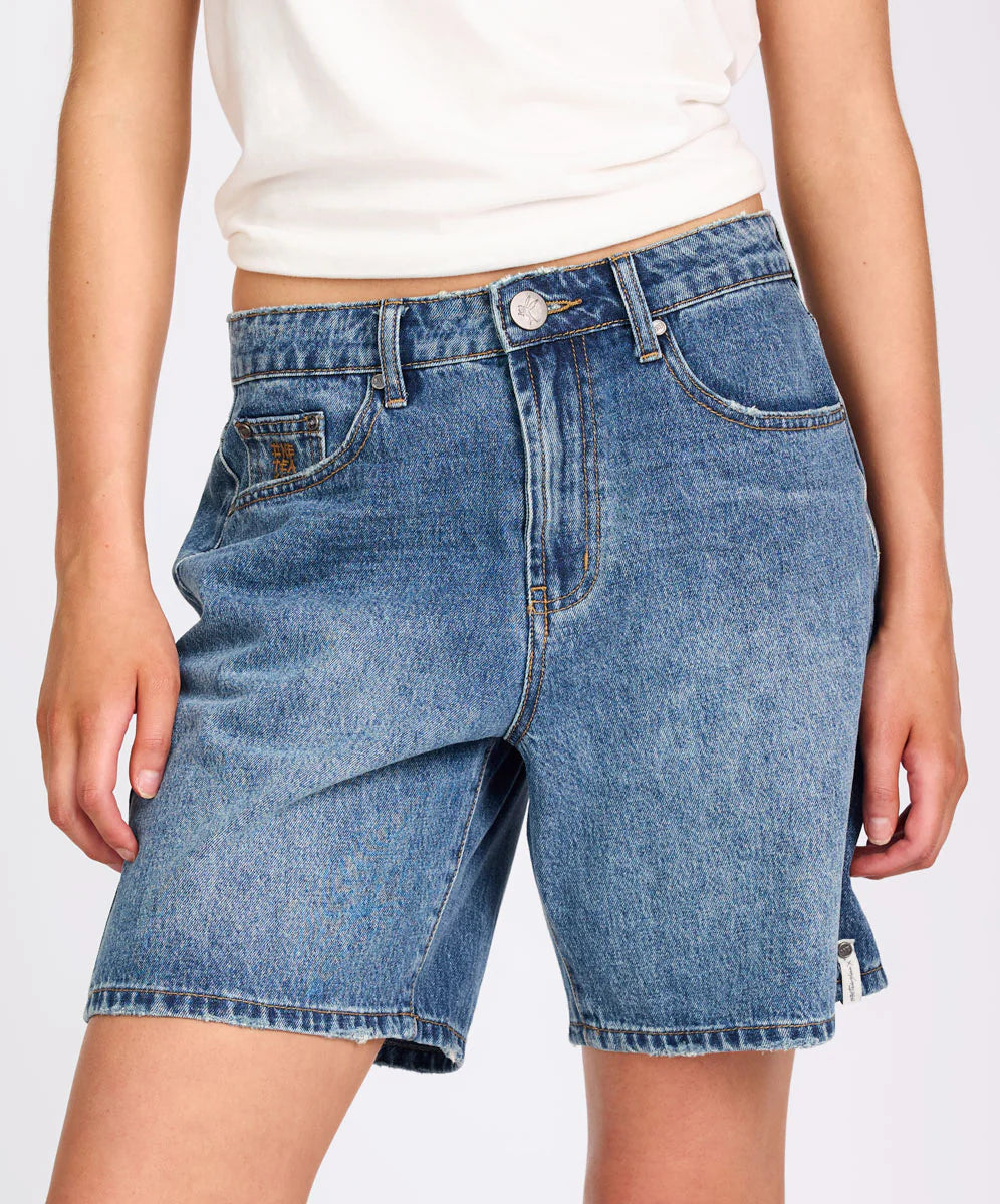 ONE TEASPOON // Jackson Mid Waist Wide Leg Shorts WESTLAND BLUE