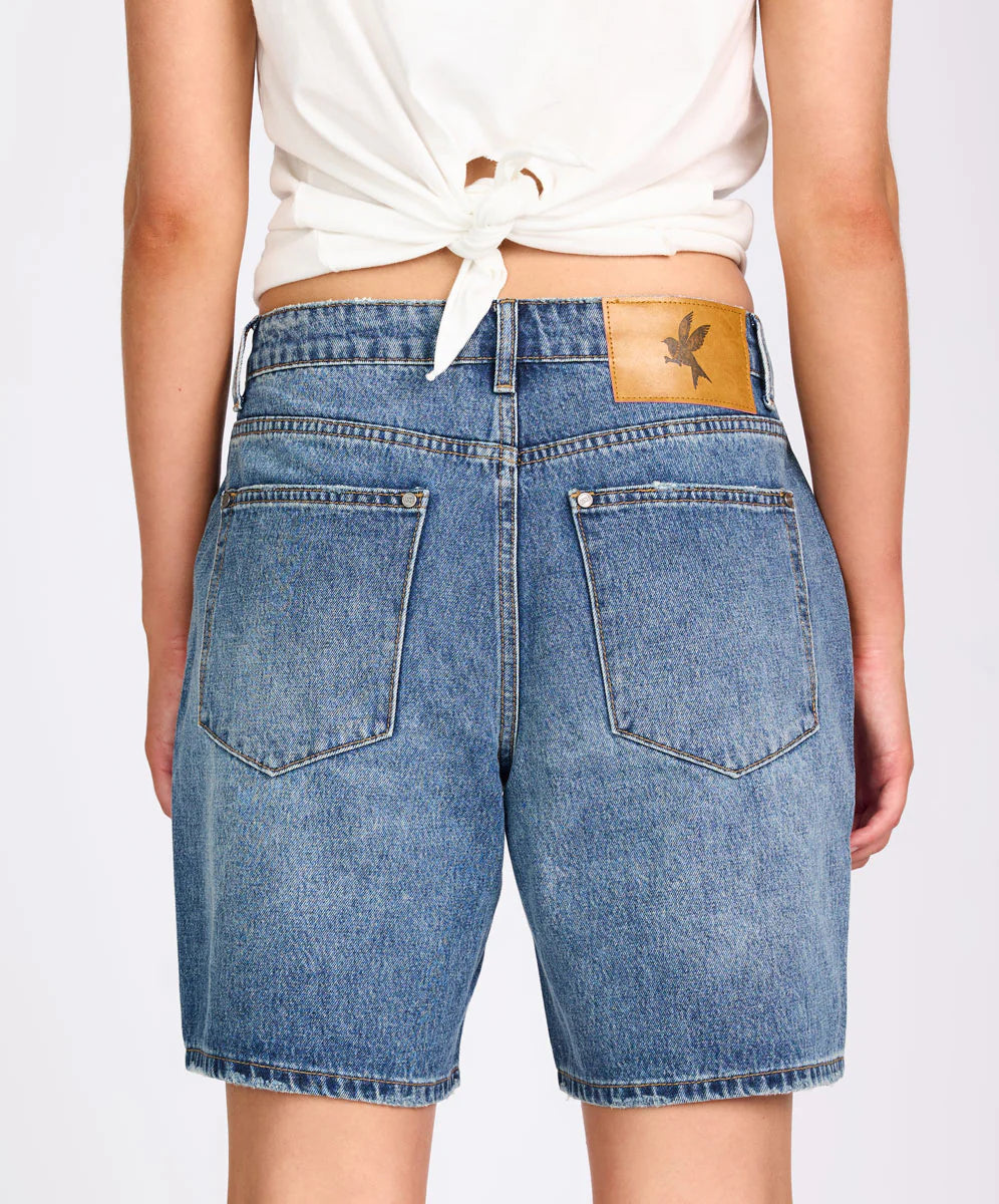 ONE TEASPOON // Jackson Mid Waist Wide Leg Shorts WESTLAND BLUE
