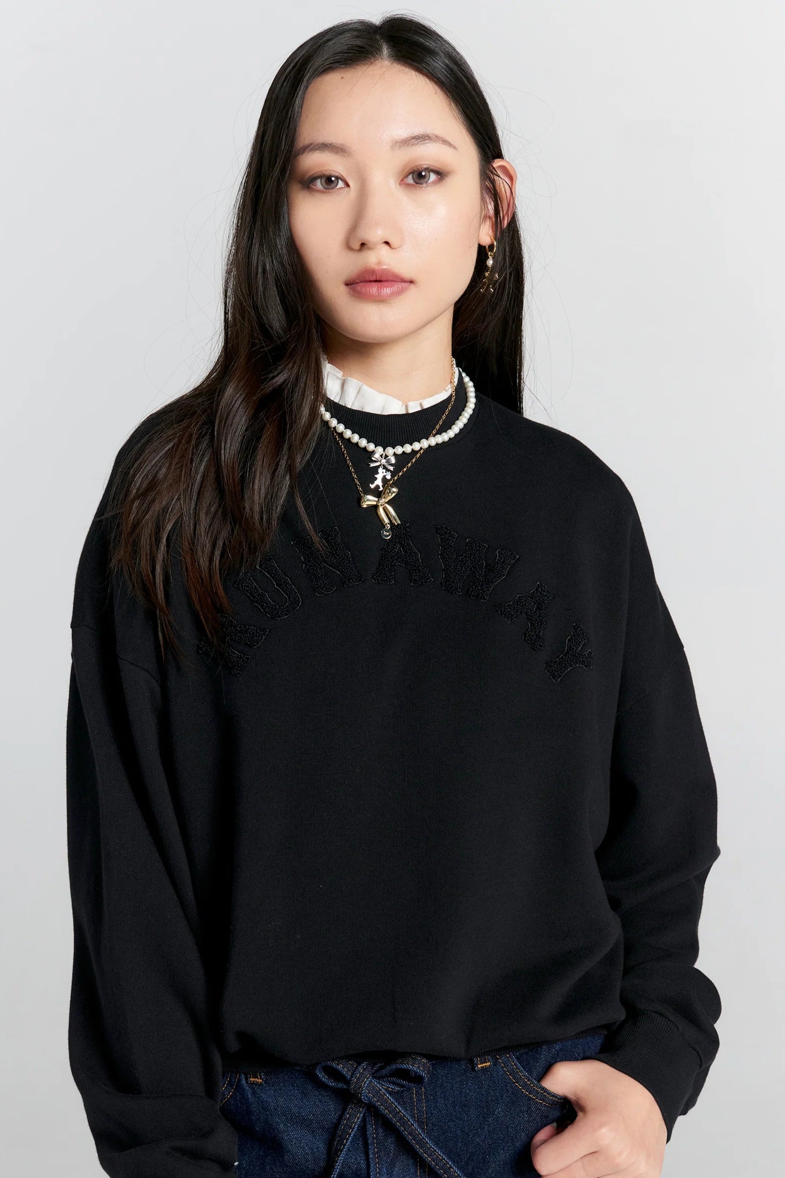 KAREN WALKER // Runaway College Crewneck BLACK