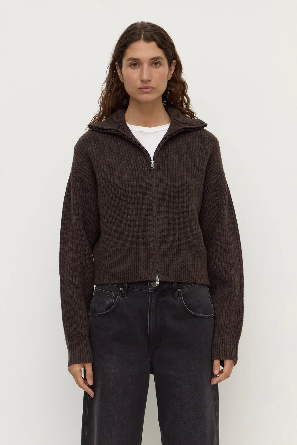 ASSEMBLY LABEL // Kaia Wool Zip Sweater GANACHE MARLE