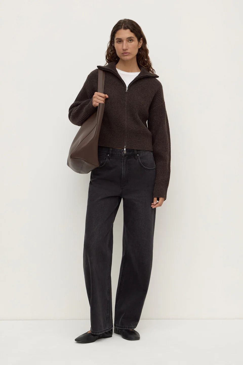 Kaia Wool Zip Sweater GANACHE MARLE