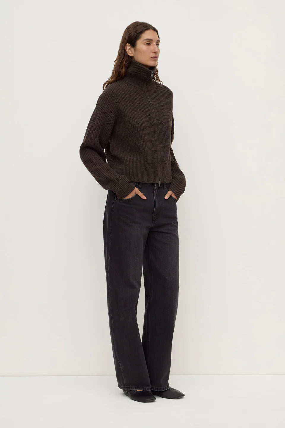 ASSEMBLY LABEL // Kaia Wool Zip Sweater GANACHE MARLE