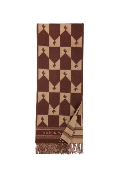 KAREN WALKER // Monogram Jacquard Scarf MAHOGANY/TAN (Copy)