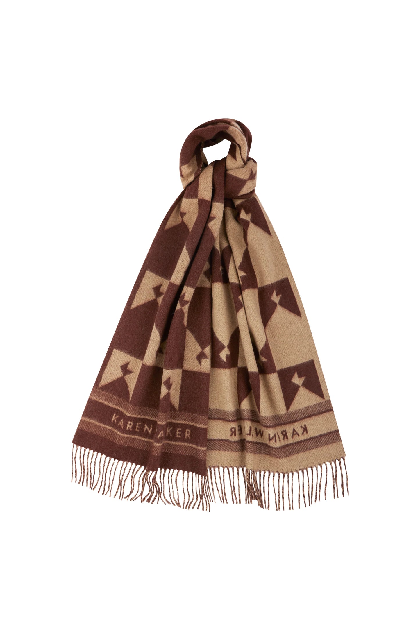 KAREN WALKER // Monogram Jacquard Scarf MAHOGANY/TAN