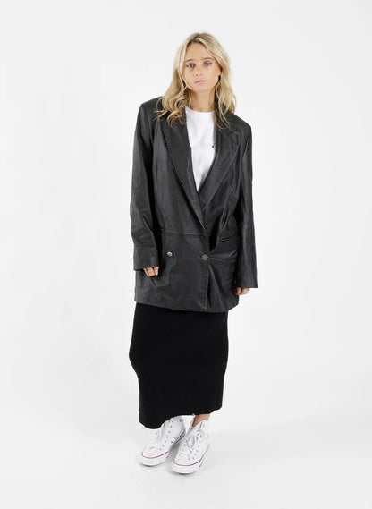 FEDERATION // Leather Tux Jacket BLACK