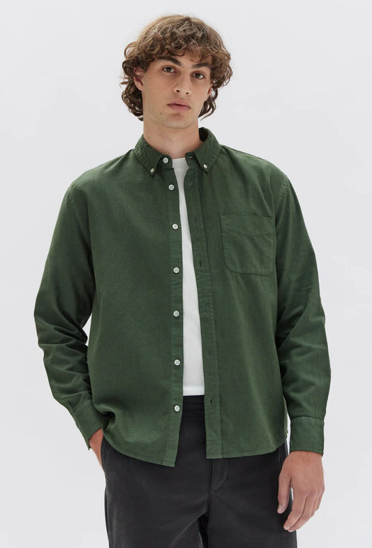 ASSEMBLY LABEL // Everyday Linen Long Sleeve Shirt FOREST