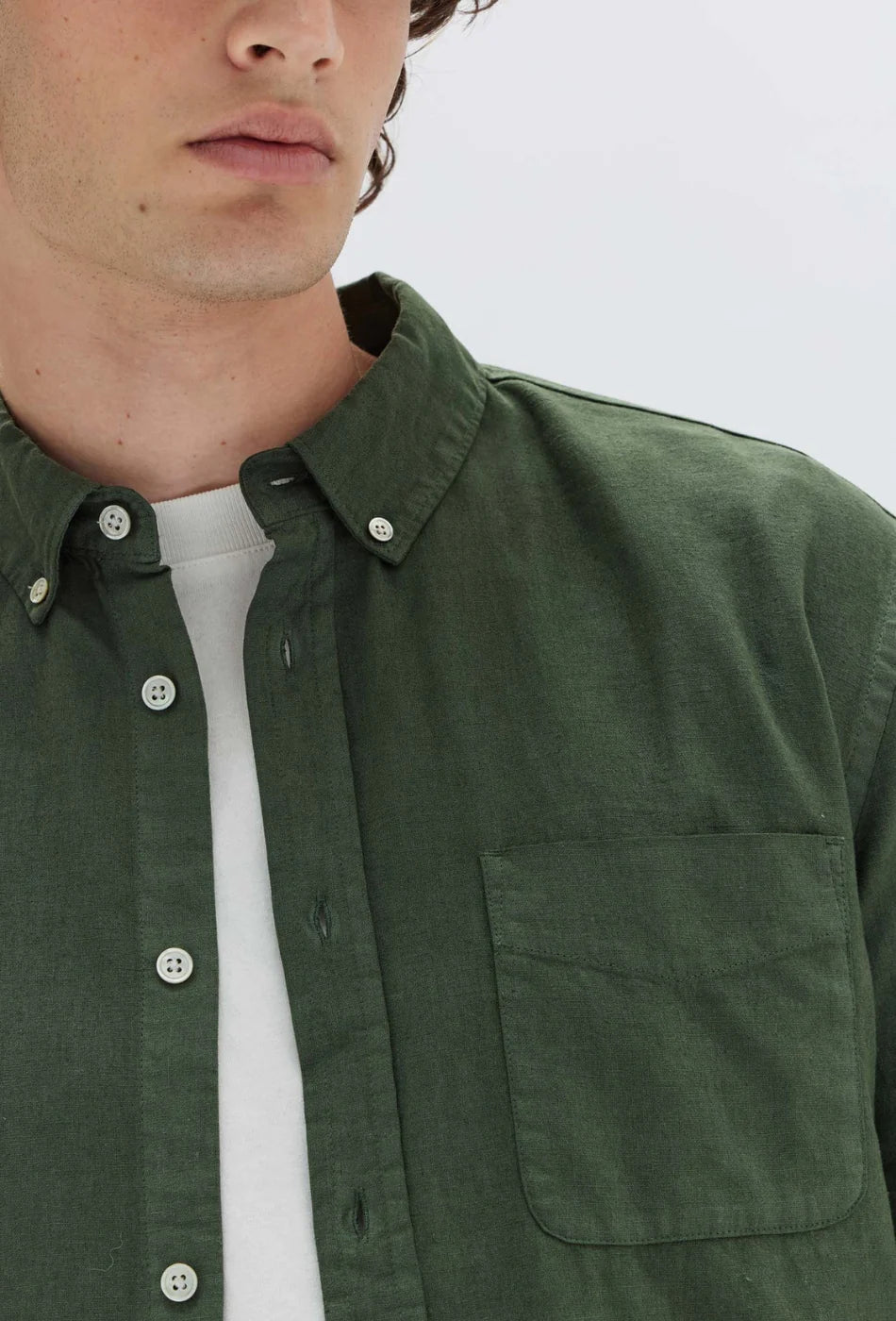 ASSEMBLY LABEL // Everyday Linen Long Sleeve Shirt FOREST