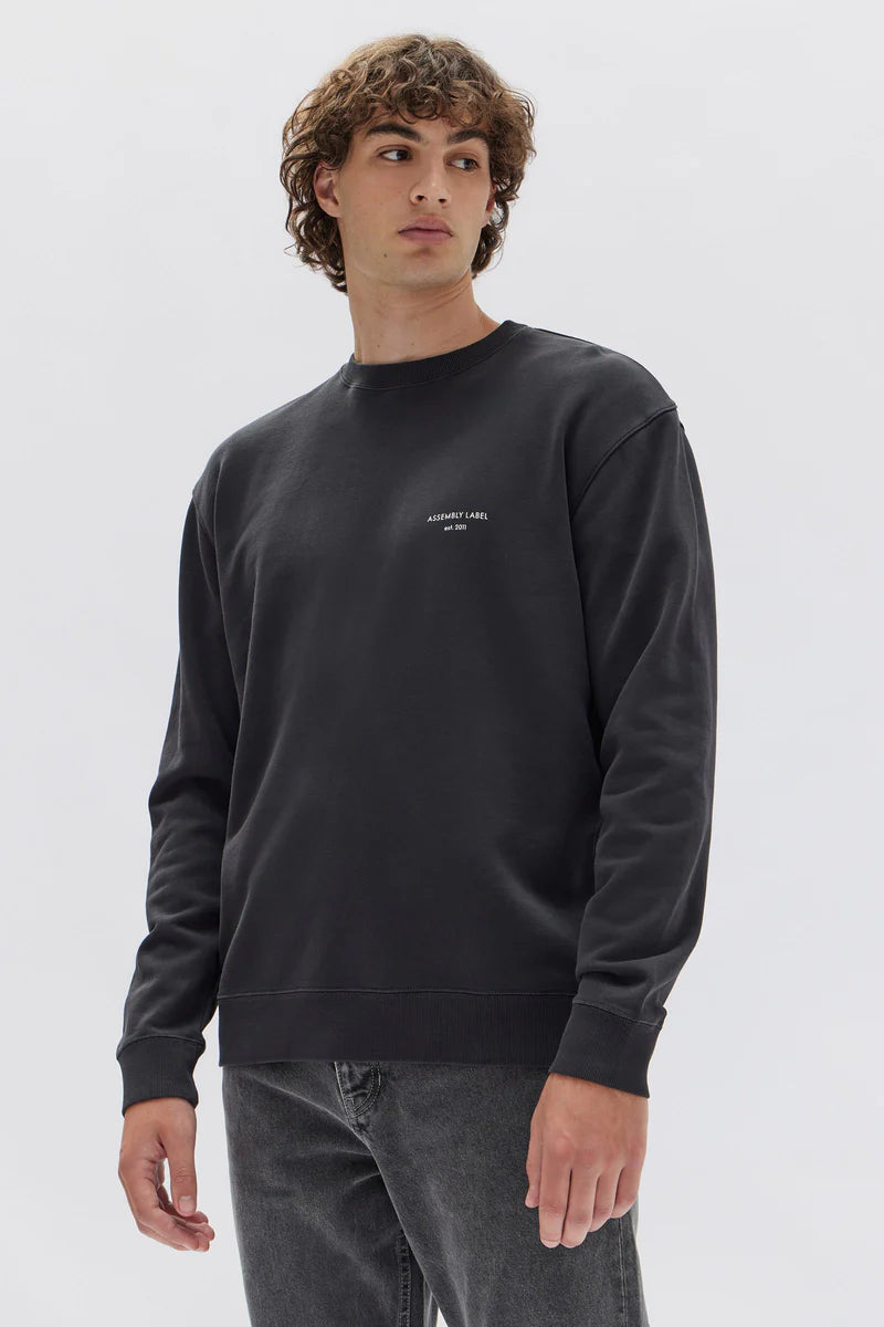 ASSEMBLY LABEL // Mens Label Print Cotton Sweat WASHED BLACK