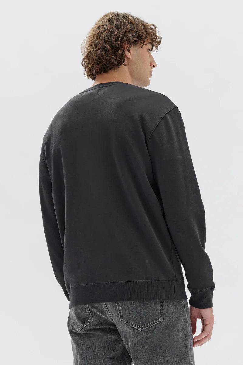 ASSEMBLY LABEL // Mens Label Print Cotton Sweat WASHED BLACK