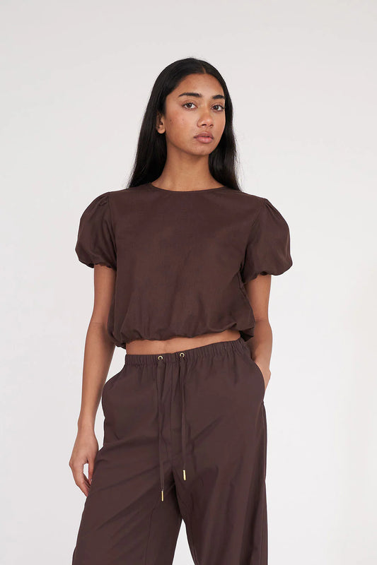 HUFFER // Lin-In Airy Top COCOA