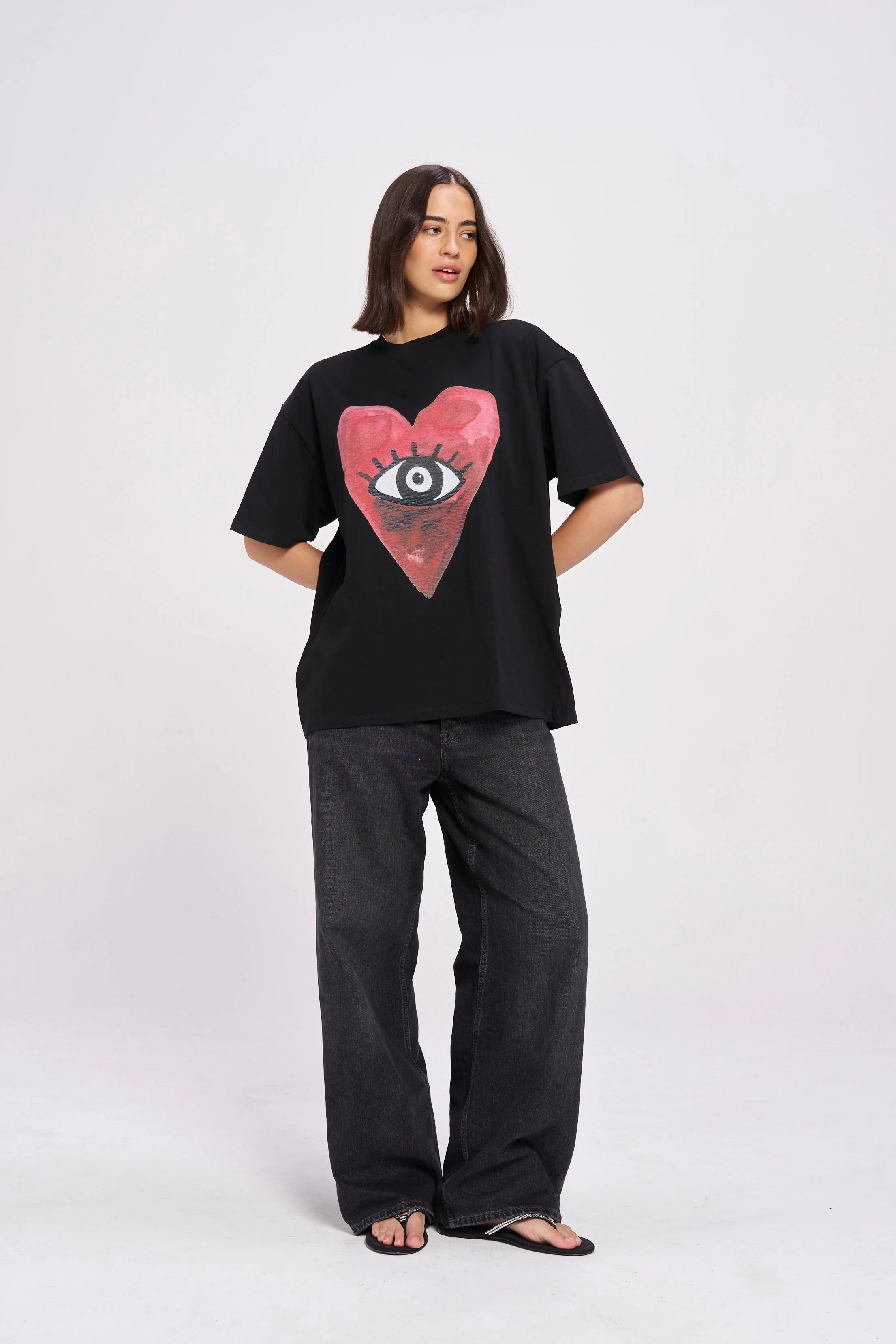 MAKU // Burgundy Hearts Club Oversized BLACK