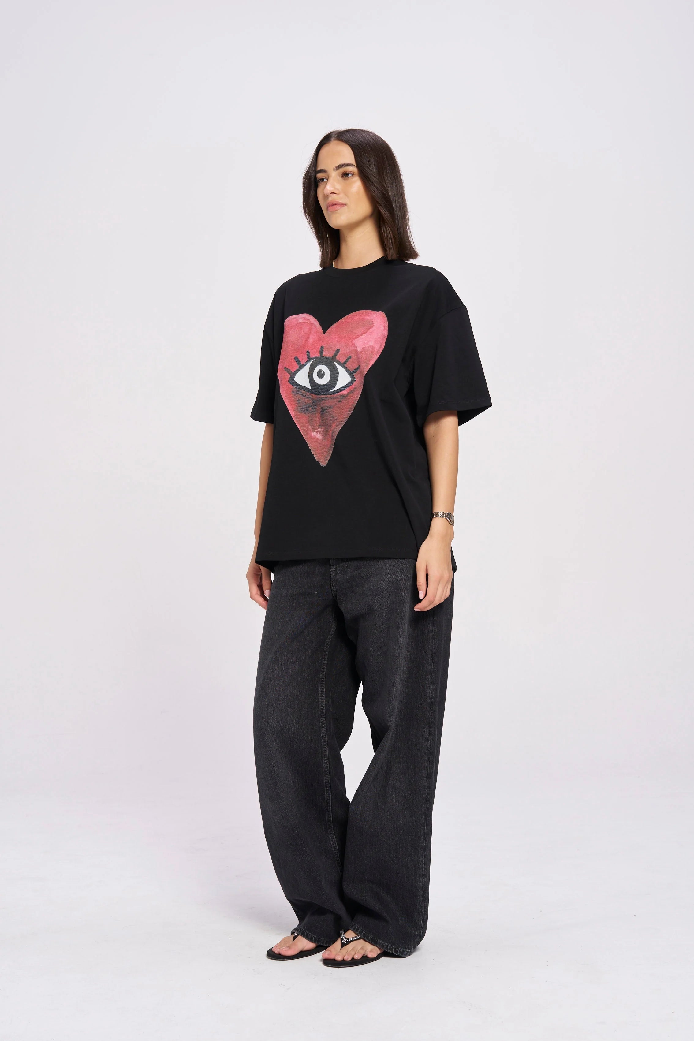 MAKU // Burgundy Hearts Club Oversized BLACK