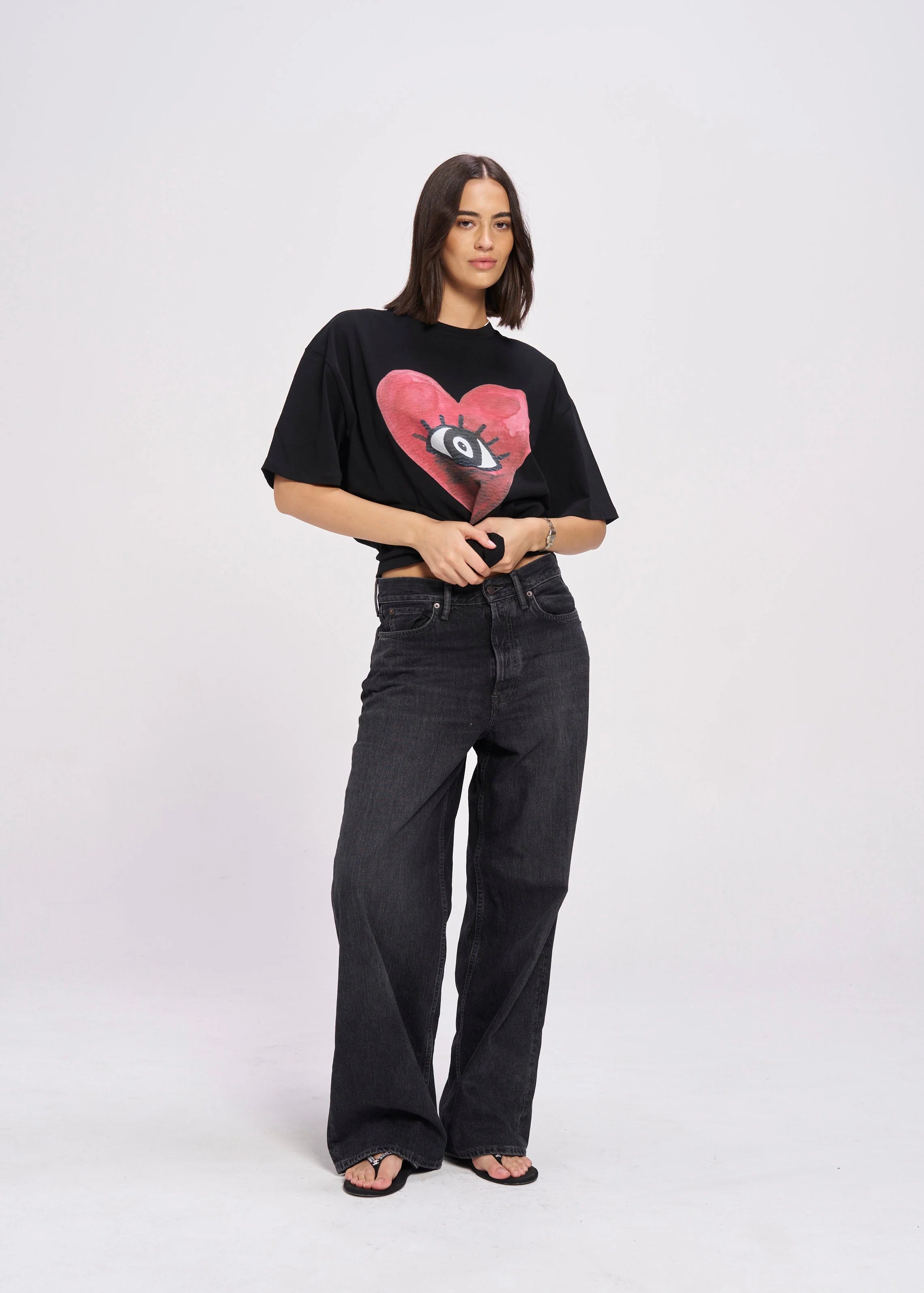 MAKU // Burgundy Hearts Club Oversized BLACK