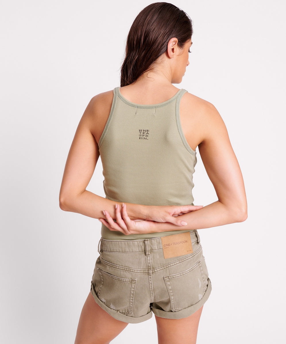 ONE TEASPOON // Rib Singlet MATCHA