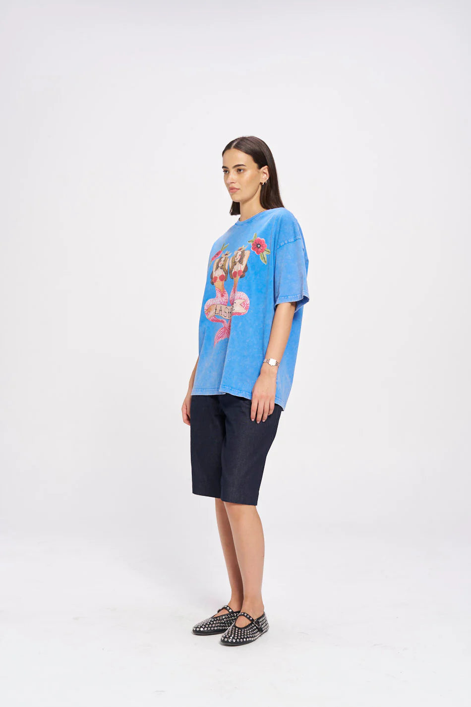 MAKU // Mermaid La Sirene Tee Oversized ACID WASH