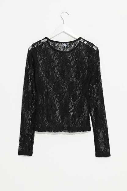 MISFIT // Sacred Lace LS Top BLACK