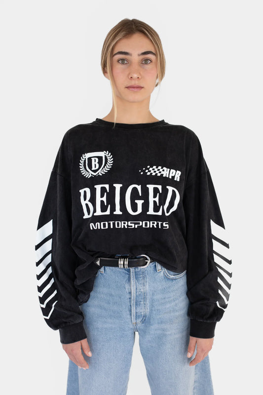 BEIGED // Motorsports LS Tee WASHED BLACK