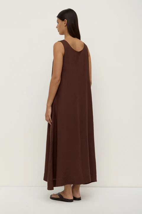 ASSEMBLY LABEL // Maree Linen Midi Dress ESPRESSO