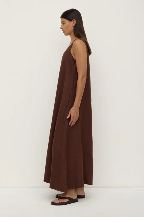 ASSEMBLY LABEL // Maree Linen Midi Dress ESPRESSO