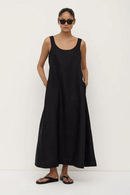 ASSEMBLY LABEL // Maree Linen Midi Dress BLACK