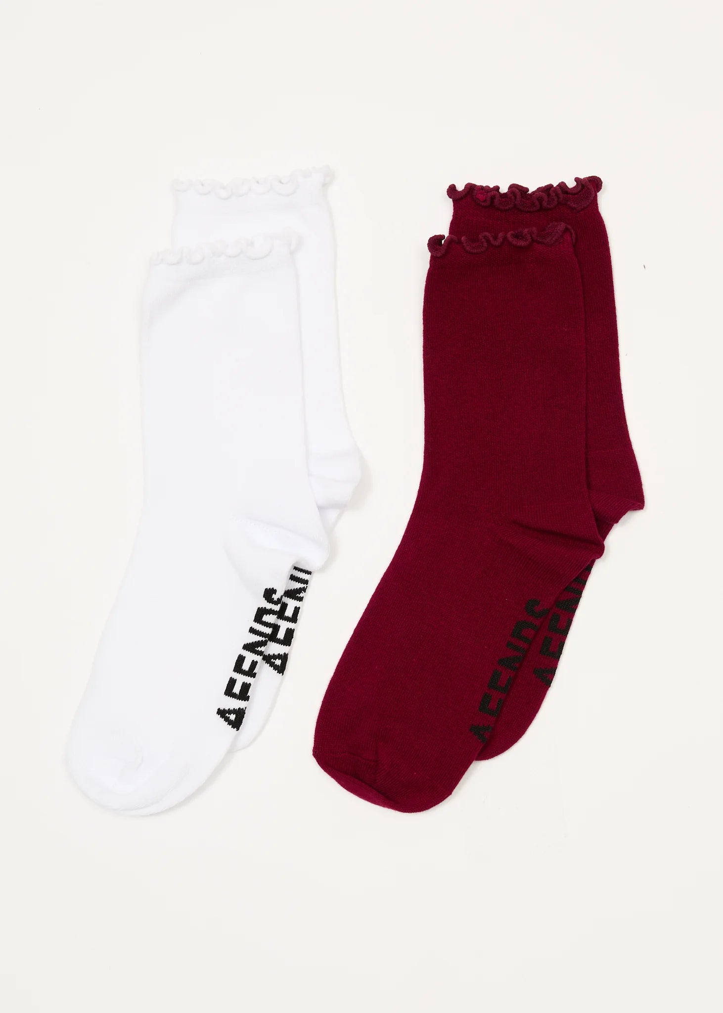 AFENDS // Marin 2 Pack Socks BURGUNDY