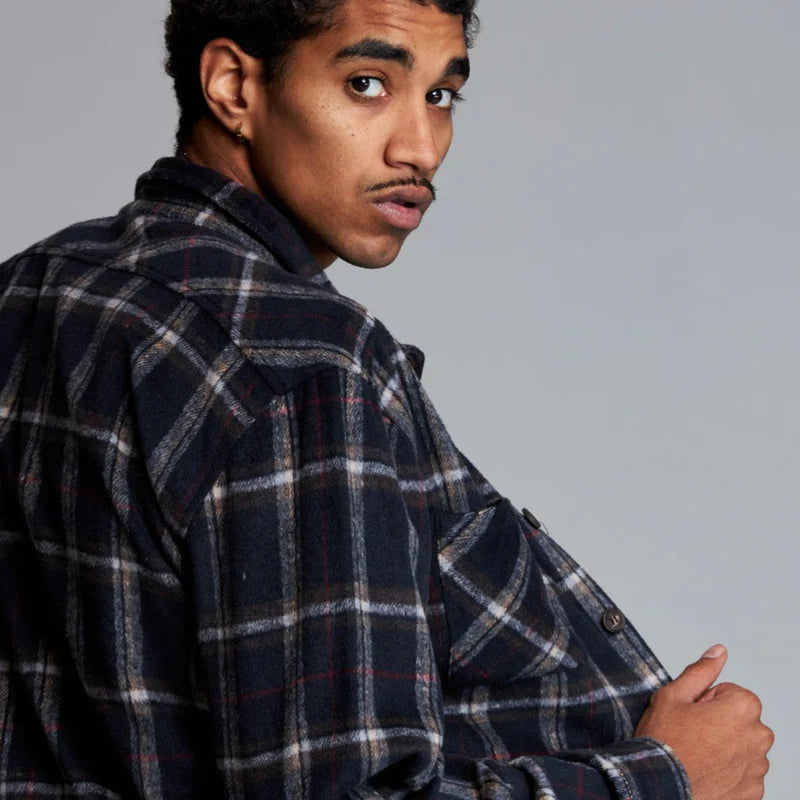 CRATE // Mason Flannel Shirt BLACK/NAVY/WHITE
