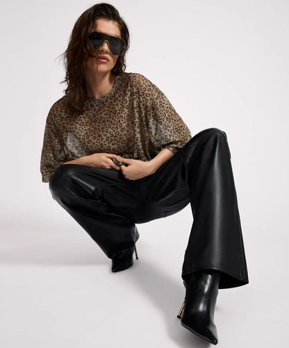 ONE TEASPOON // Mesh Striped OS Kobe Tee KHAKI CHEETAH