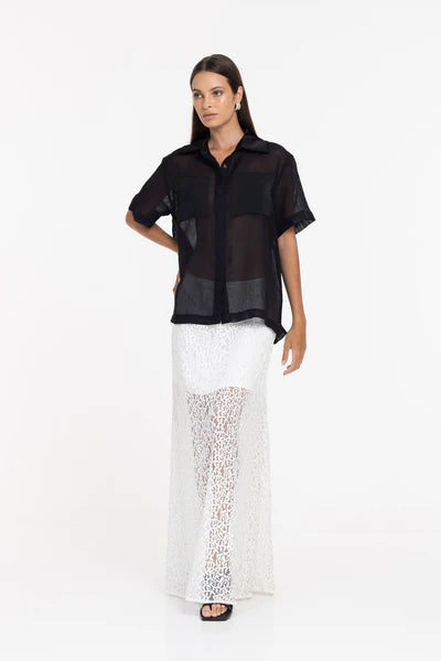 Meshed Hearts Skirt IVORY