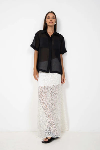 BLAK // Meshed Hearts Skirt IVORY