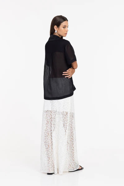 Meshed Hearts Skirt IVORY