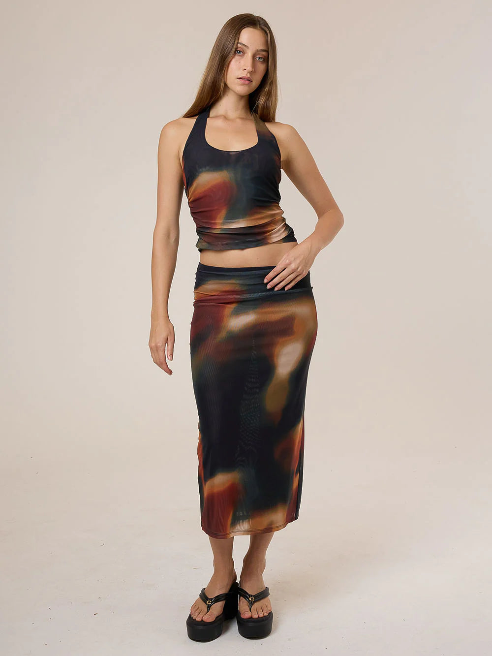 THRILLS // Metamorphic Daze Slip Skirt BLACK