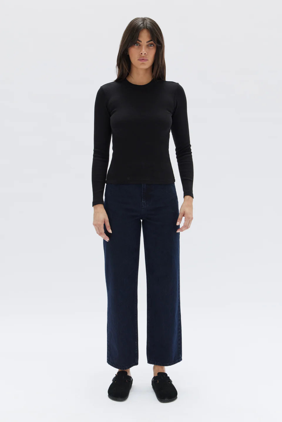 ASSEMBLY LABEL // Miana Organic Long Sleeve Tee TRUE BLACK