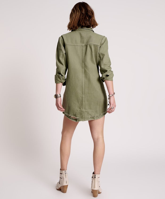 ONE TEASPOON // Trucker Shirt Dress MILITARY KHAKI