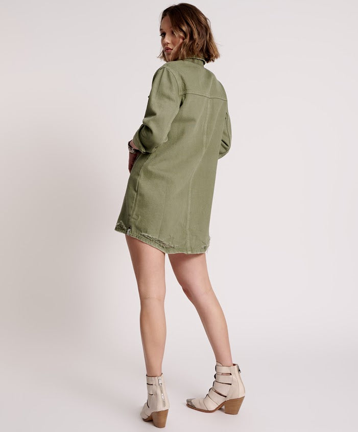 ONE TEASPOON // Trucker Shirt Dress MILITARY KHAKI