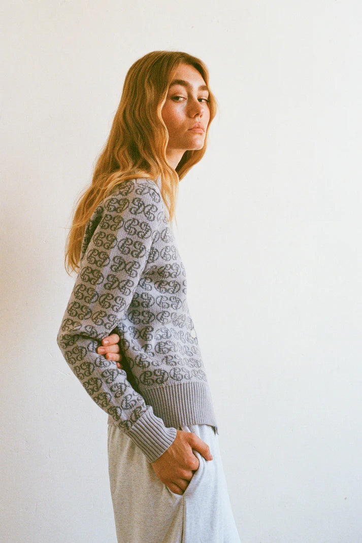 CPD Monogram Cardigan SKY/NAVY