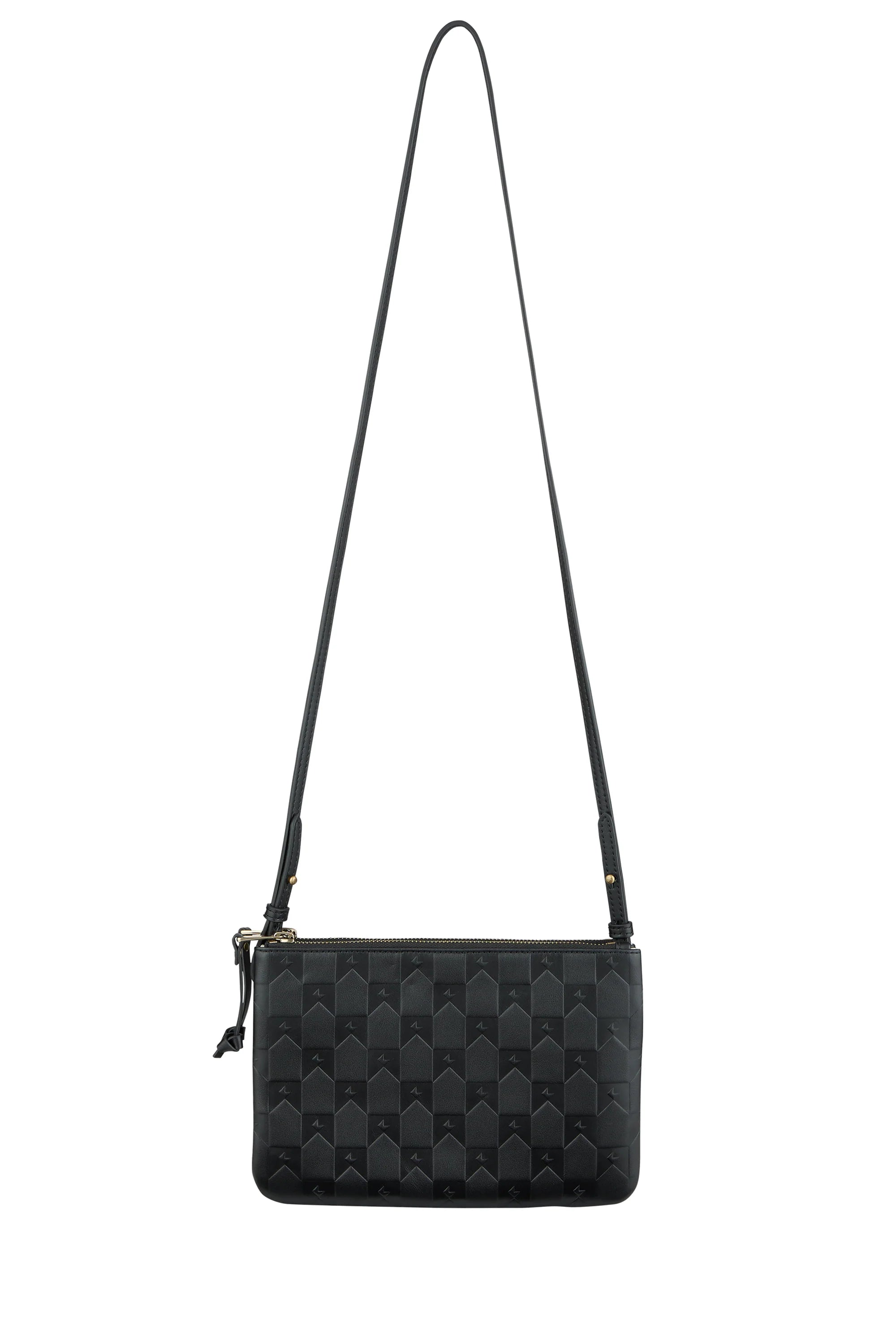Monogram Double Zip Pouch Nappa Leather BLACK