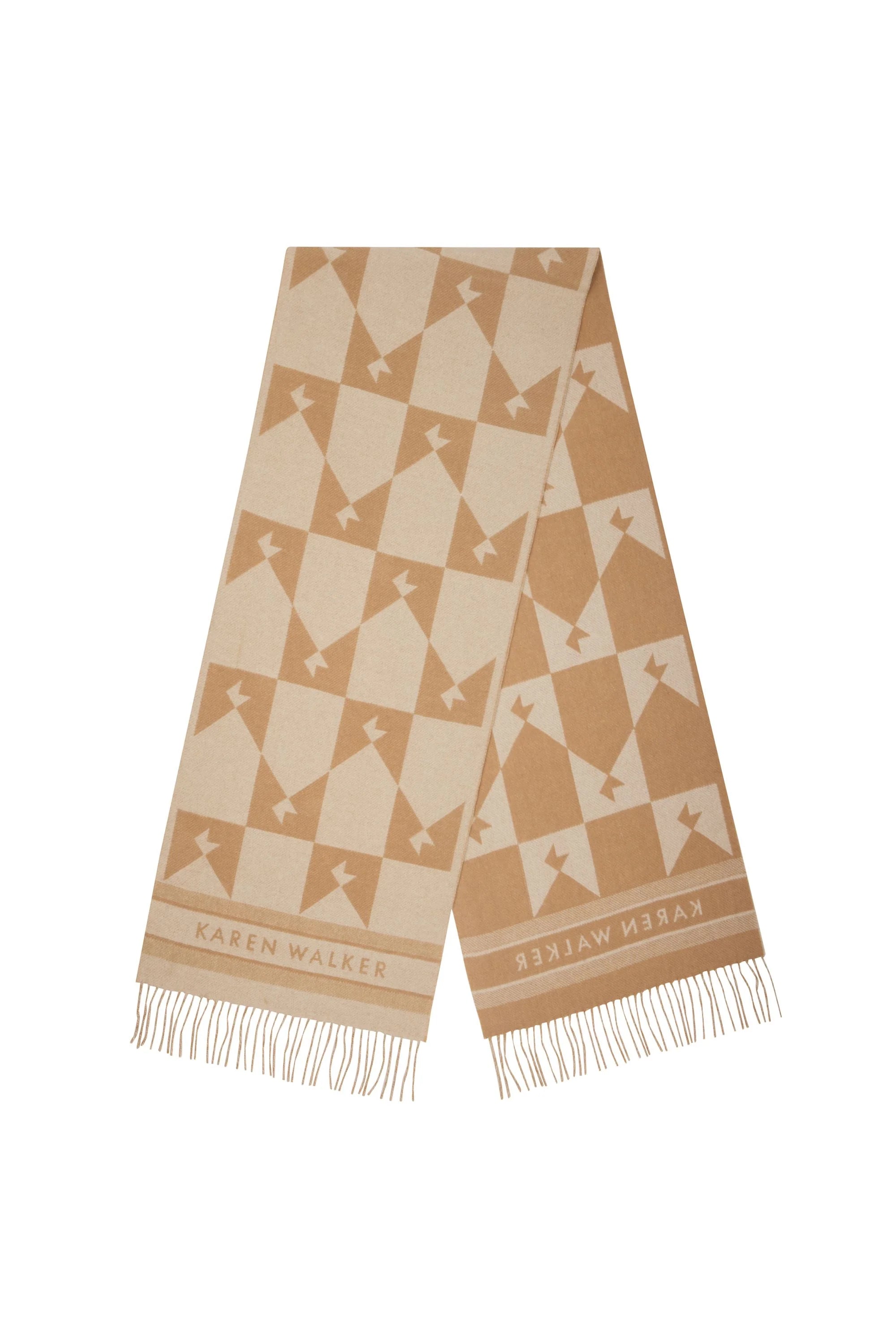 KAREN WALKER // Monogram Jacquard Scarf CREAM/TAN