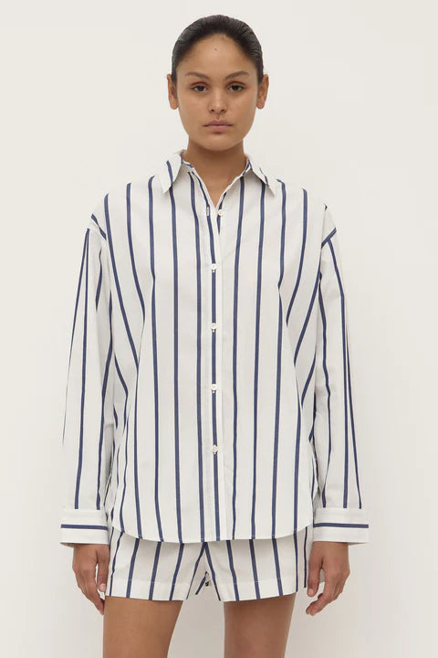 ASSEMBLY LABEL // Nara Stripe Shirt WHITE/NAVY
