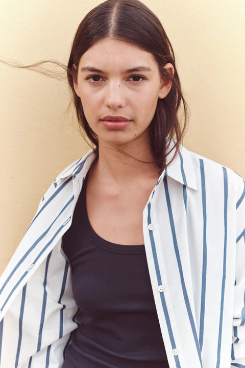 ASSEMBLY LABEL // Nara Stripe Shirt WHITE/NAVY