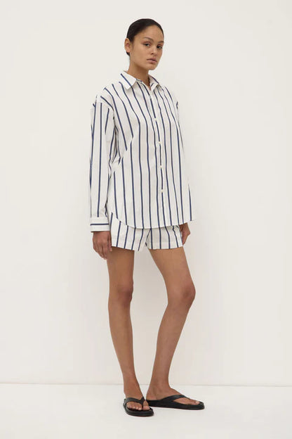 ASSEMBLY LABEL // Nara Stripe Shirt WHITE/NAVY