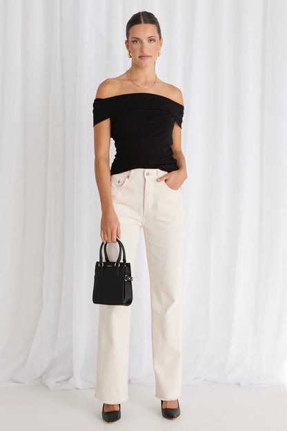 STORIES BE TOLD // Nightlife Off Shoulder Top BLACK