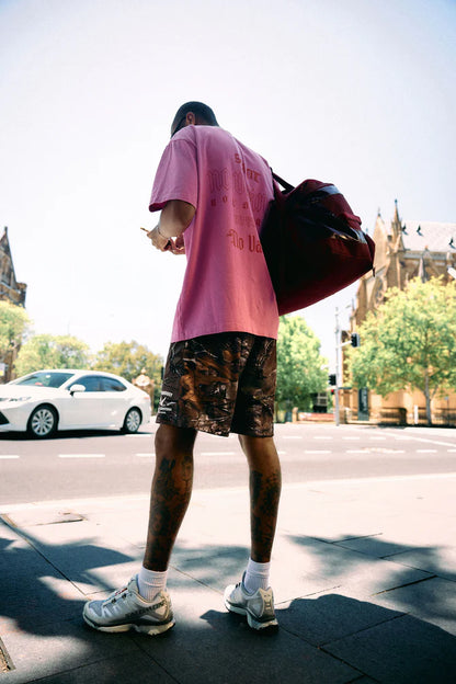 SSAINT // No Vacancy Tee ACID WASH DARK PINK