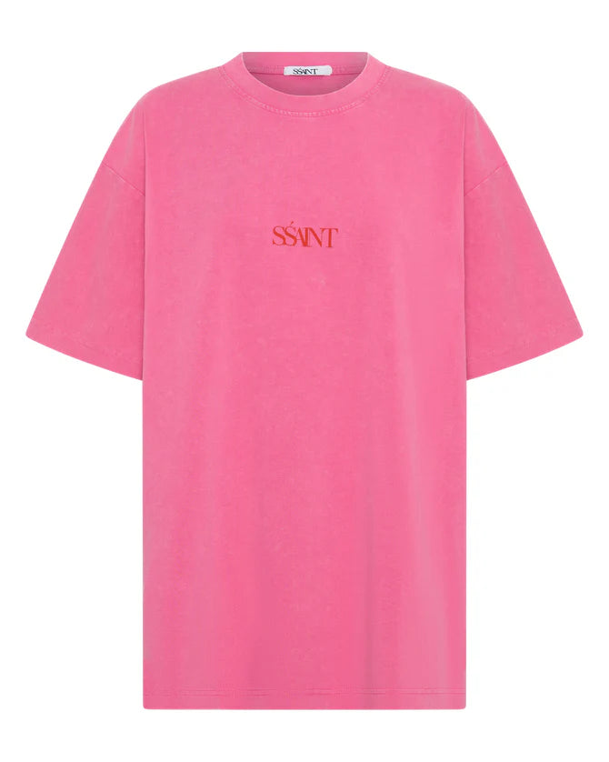 SSAINT // No Vacancy Tee ACID WASH DARK PINK