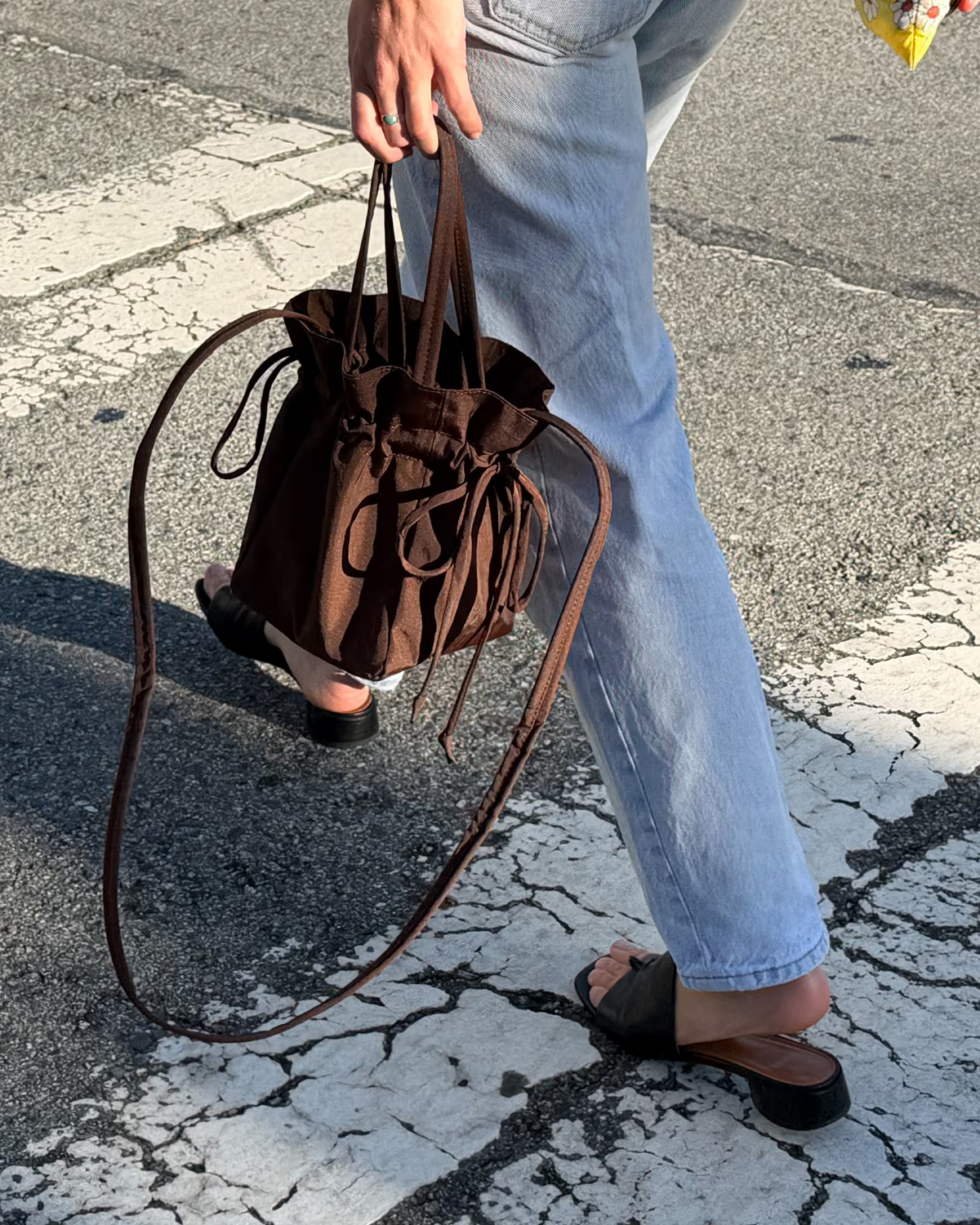 Nylon Drawstring Bag COFFEE