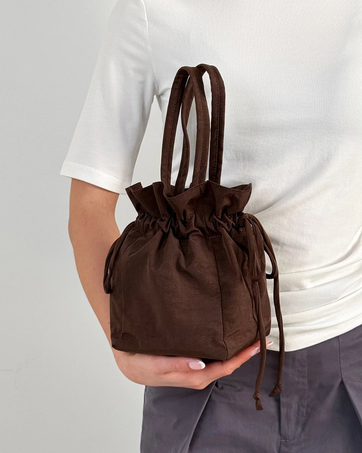 Nylon Drawstring Bag COFFEE