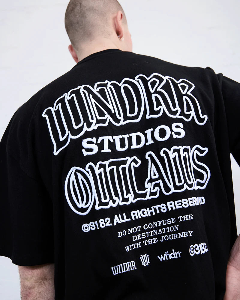 WNDRR // Outlaws Heavy Weight Tee BLACK