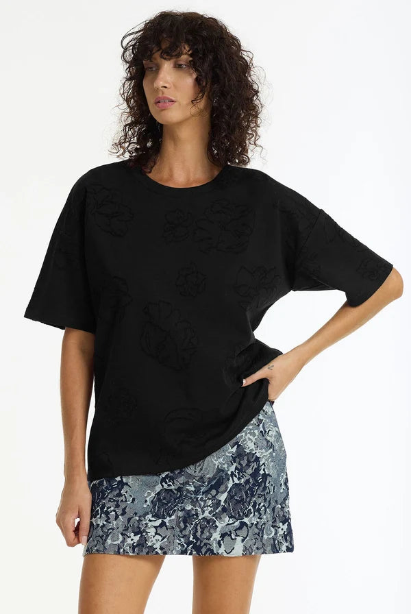 Off Duty Flora Tee BLACK